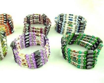 Metallic colored bead magnetic bracelets